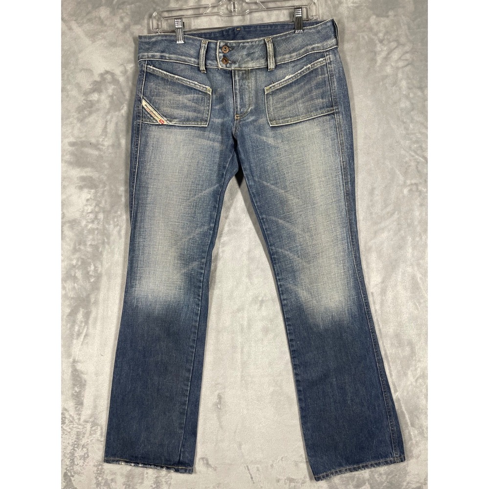 Diesel Hush Low Rise Flare Jeans Blue Light Wash Made in Italy Y2K Size 30 L32